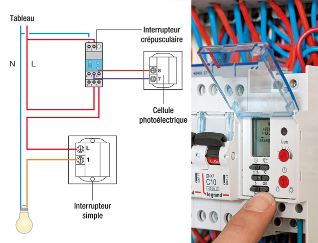 Schema electrique lumiere interrupteur crepusculaire