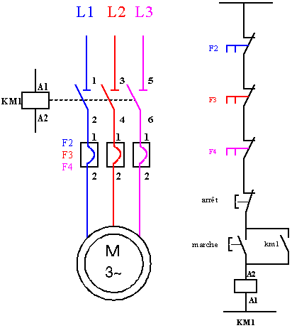Schéma électrique d'un moteur asynchrone triphasé