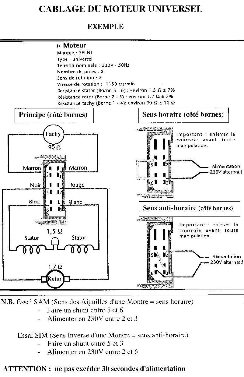 Schema moteur electrique universel