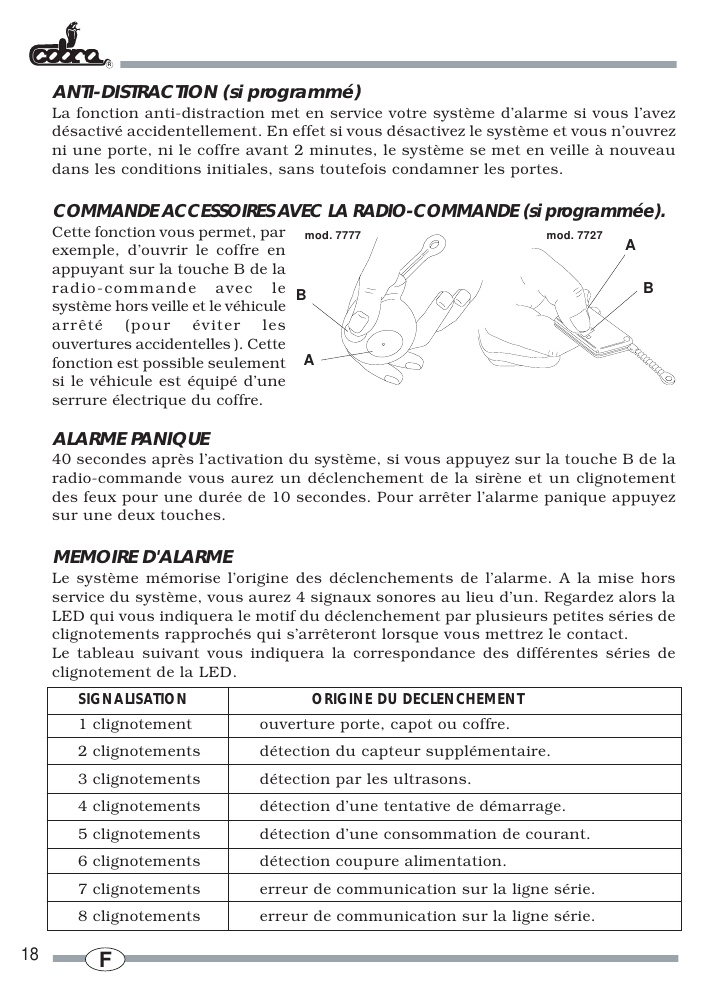 Schema electrique alarme cobra 7905