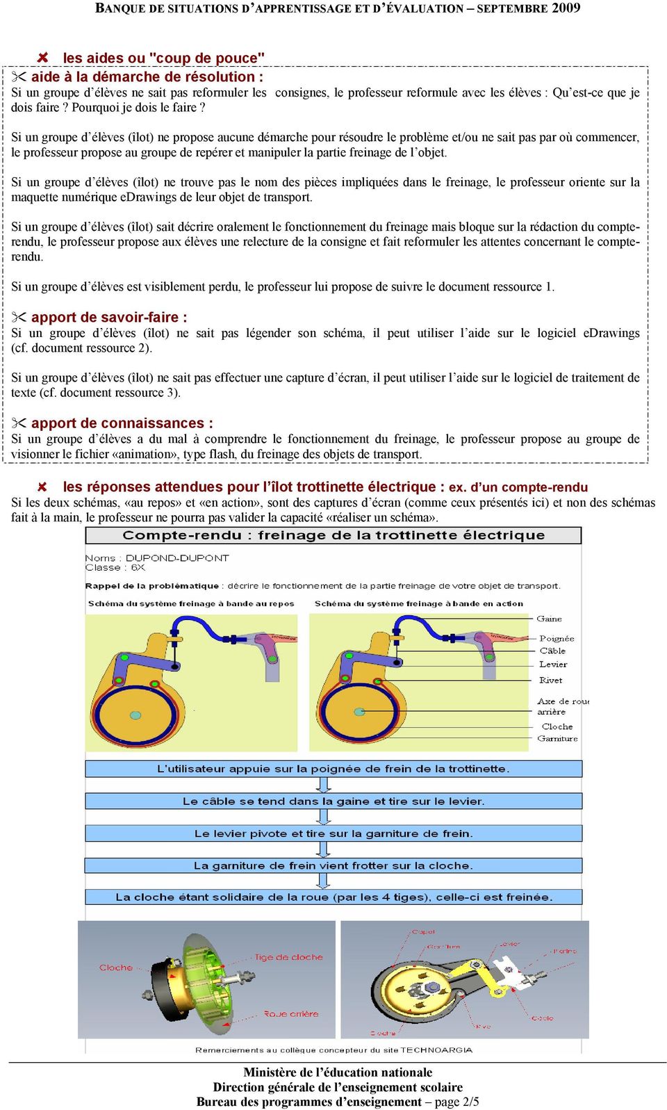 Schema freinage trottinette electrique