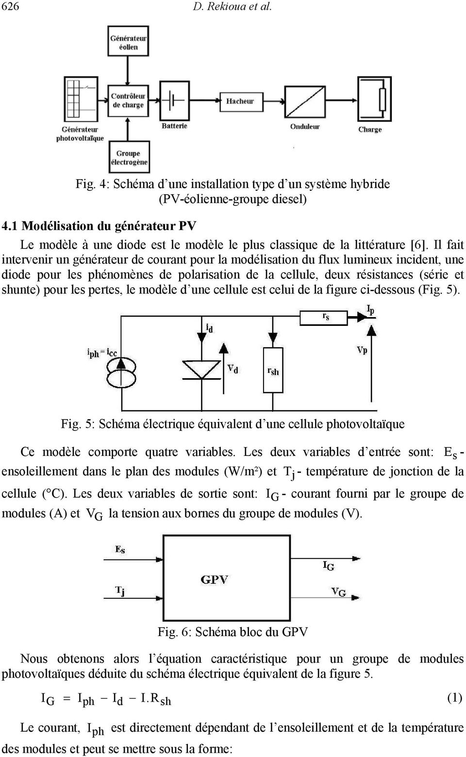 Schéma électrique équivalent d'une cellule photovoltaique