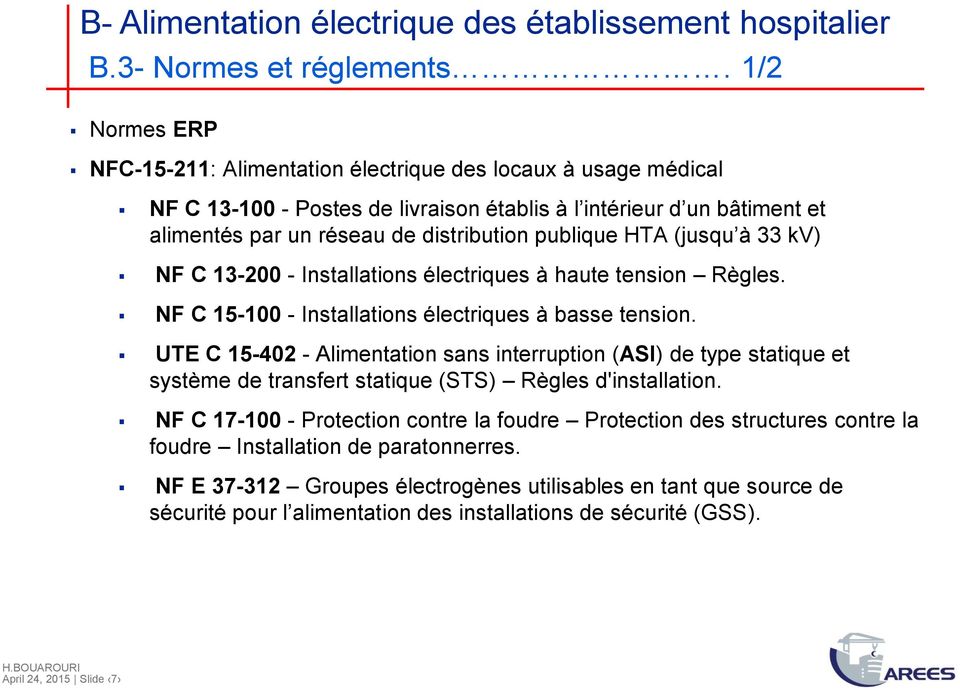 Norme electrique hospitaliere