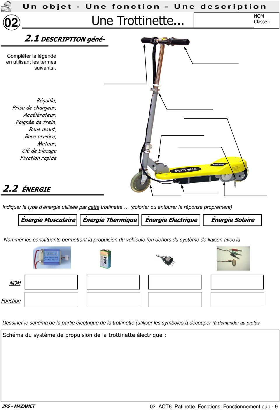 Schéma trotinette electrique