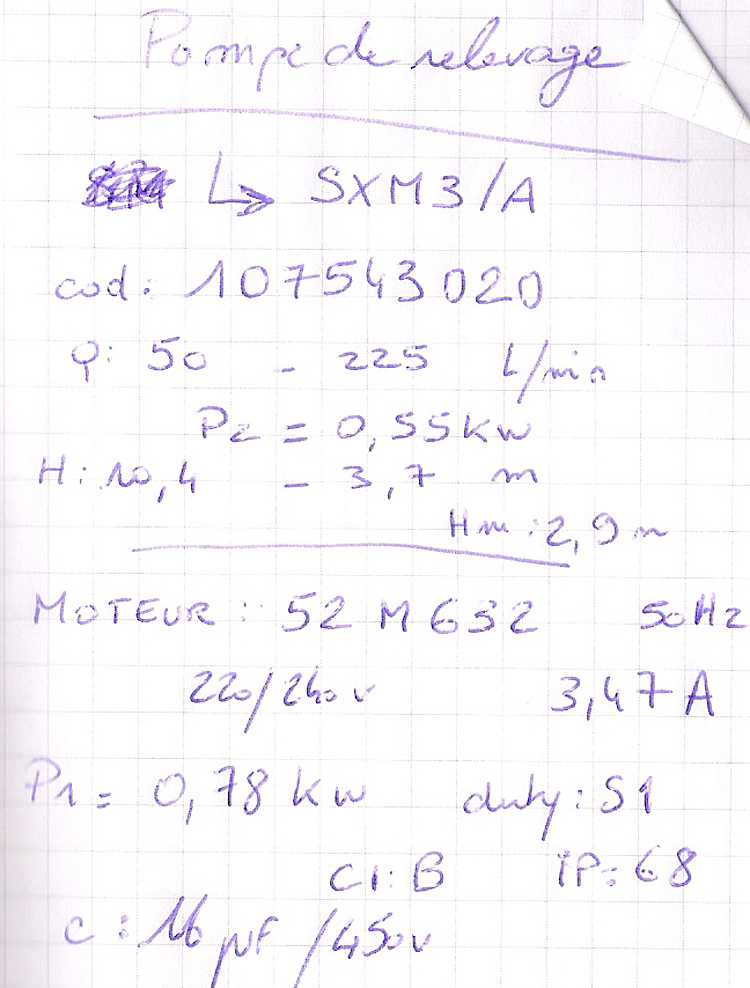 Schema electrique d'une pompe de relevage