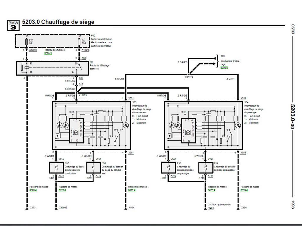 Schema electrique siege chauffant