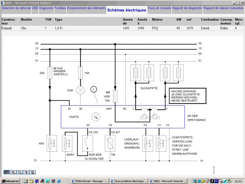 Schema electrique calculateur kangoo 1.9d