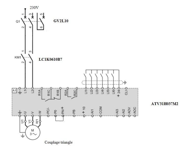 Schema electrique moteur avec variateur