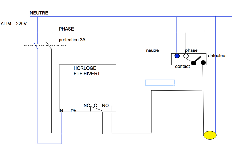 Detecteur de presence schema electrique