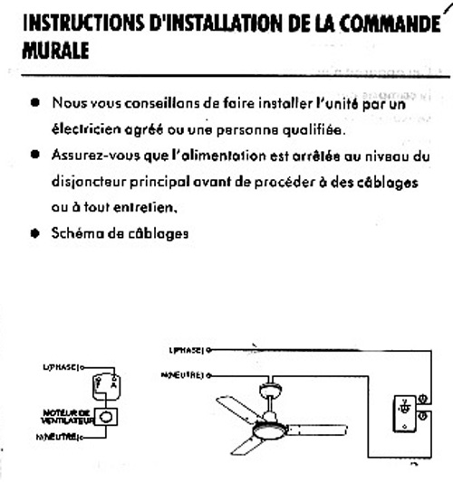 Schema electrique ventilateur plafond