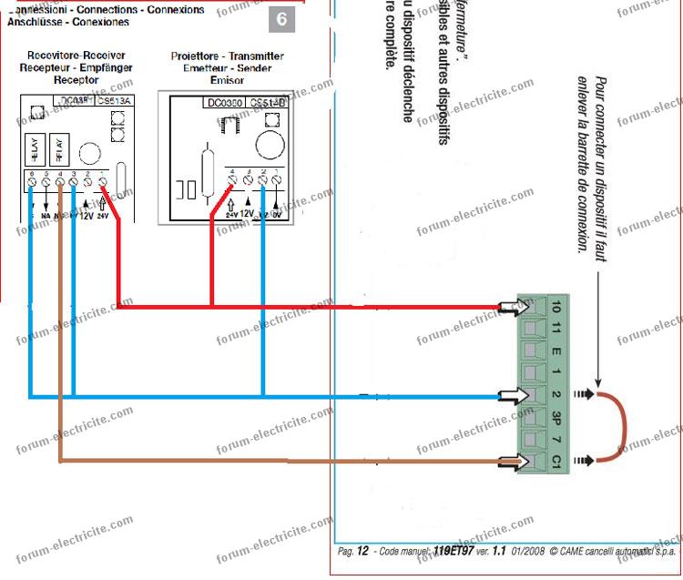 Schema de branchement portail electrique came