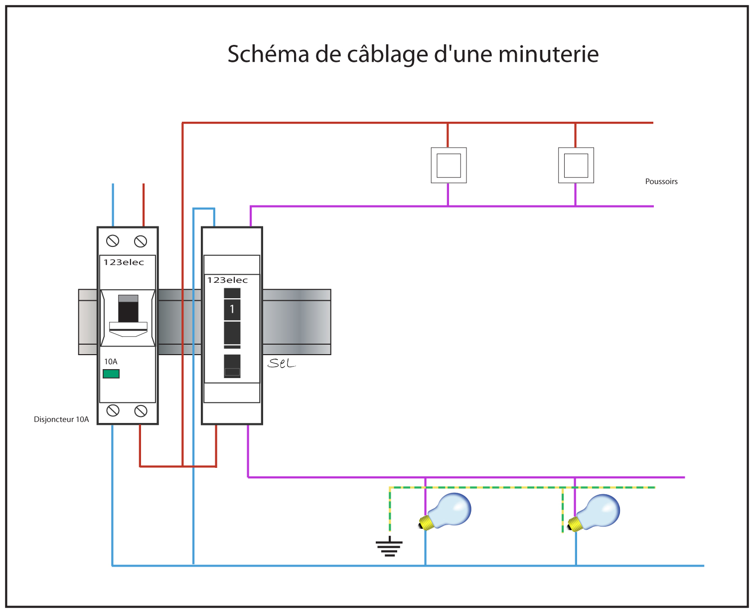Schema electrique eclairage avec minuterie