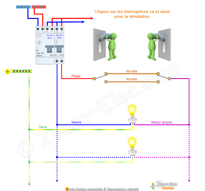 Schema electrique va et vient plusieurs lampes