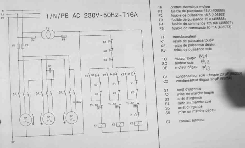 Schema electrique moteur scie circulaire