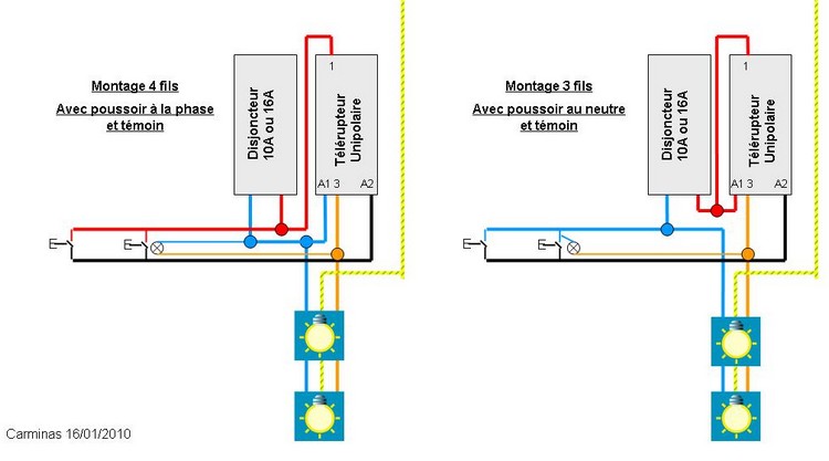 Schema electrique telerupteur avec voyant