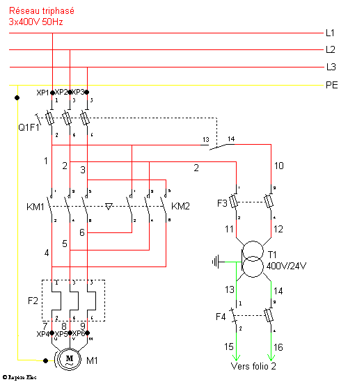Schema electrique contacteur moteur triphasé