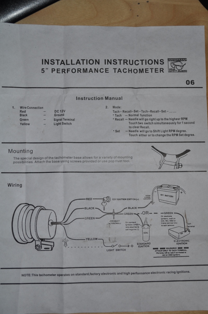 Schema electrique compte tour vdo