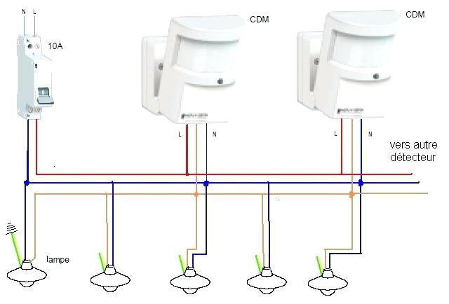 Schema electrique eclairage avec detecteur