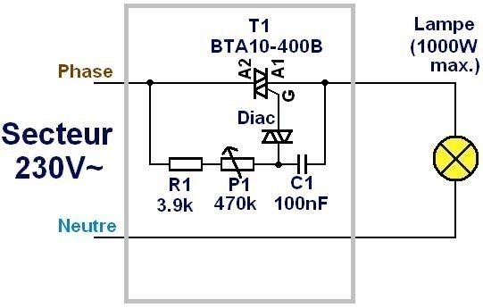 Schema electrique d'un variateur de lumiere