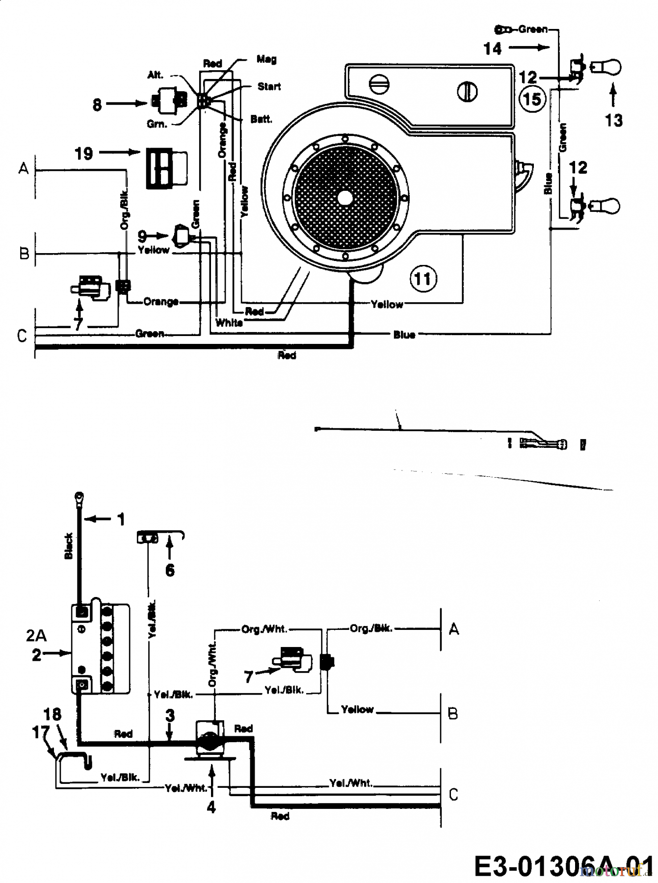 Schema electrique tracteur tondeuse yard man
