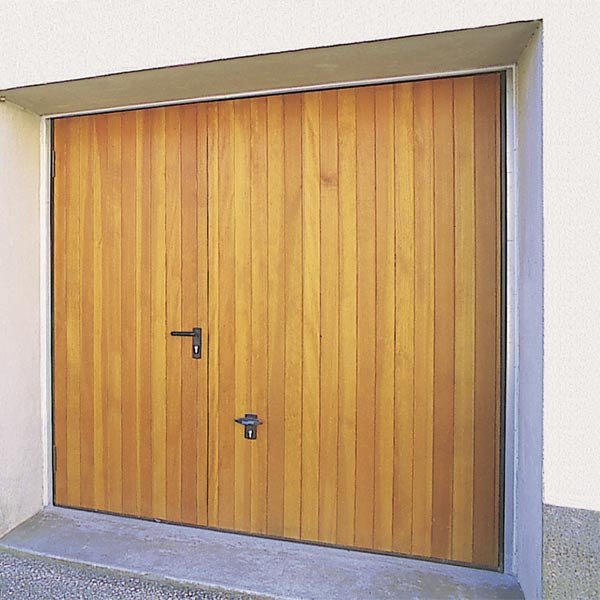 Porte de garage basculante bois avec portillon