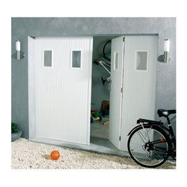 Porte de garage coulissante pvc 200 x 240 hublots
