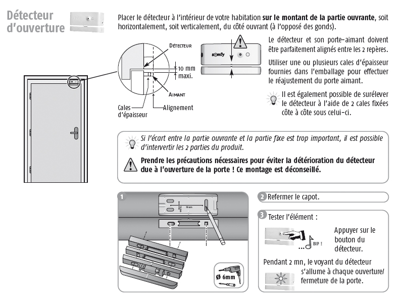 Détecteur d'ouverture somfy pour porte de garage