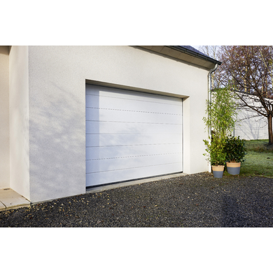 Porte de garage sectionnelle blanche motorisée en kit h. 200 x l. 240 cm