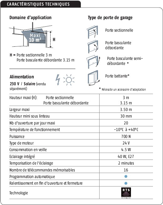 Motorisation somfy porte de garage sectionnelle