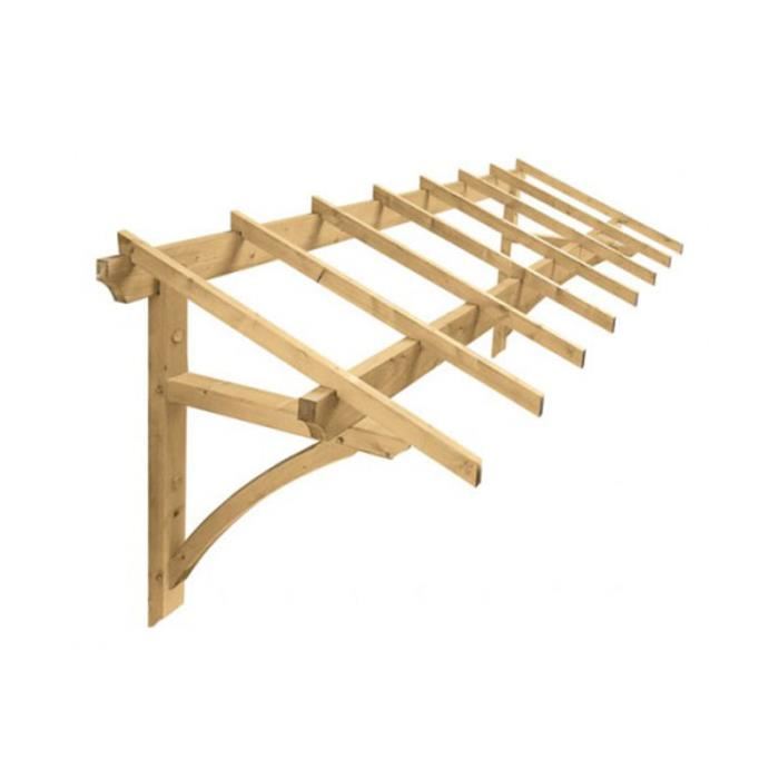 Auvent bois porte de garage