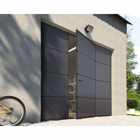 Porte de garage sectionnelle motorisée 200x240cm avec portillon