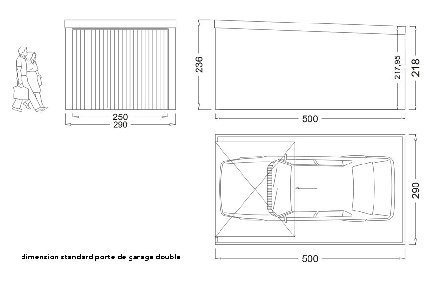 Porte de garage double dimension standard