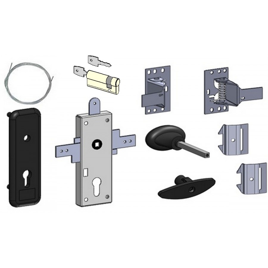 Serrure 3 points pour porte de garage sectionnelle