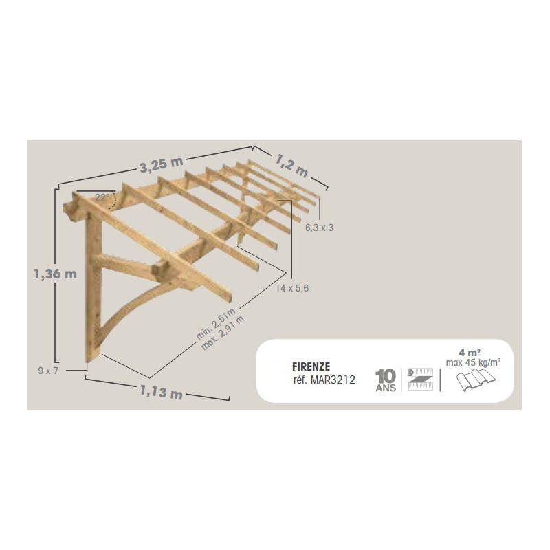 Marquise de porte de garage en bois