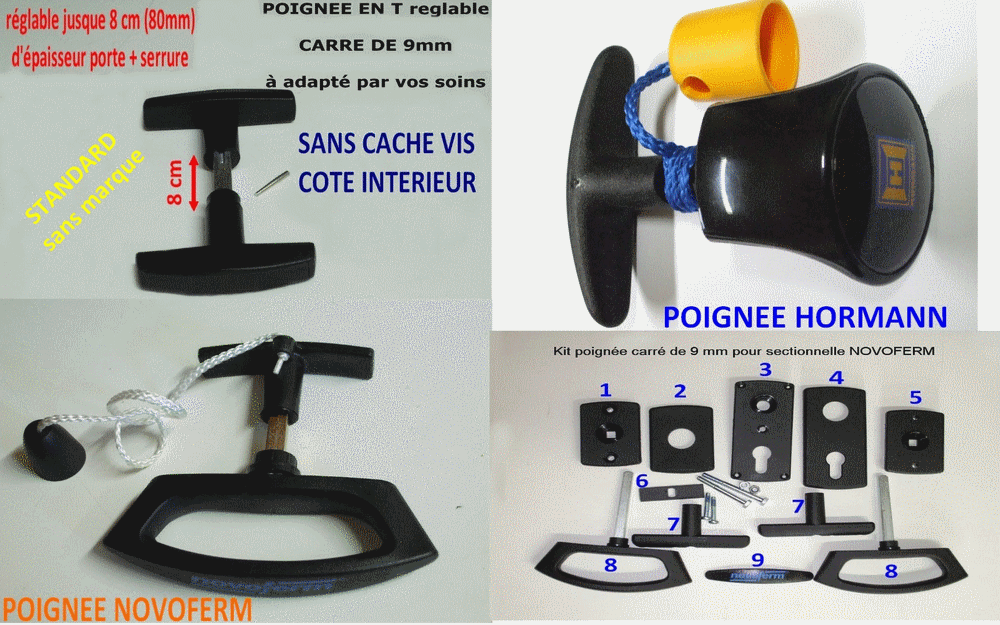 Poignee pour serrure de porte de garage