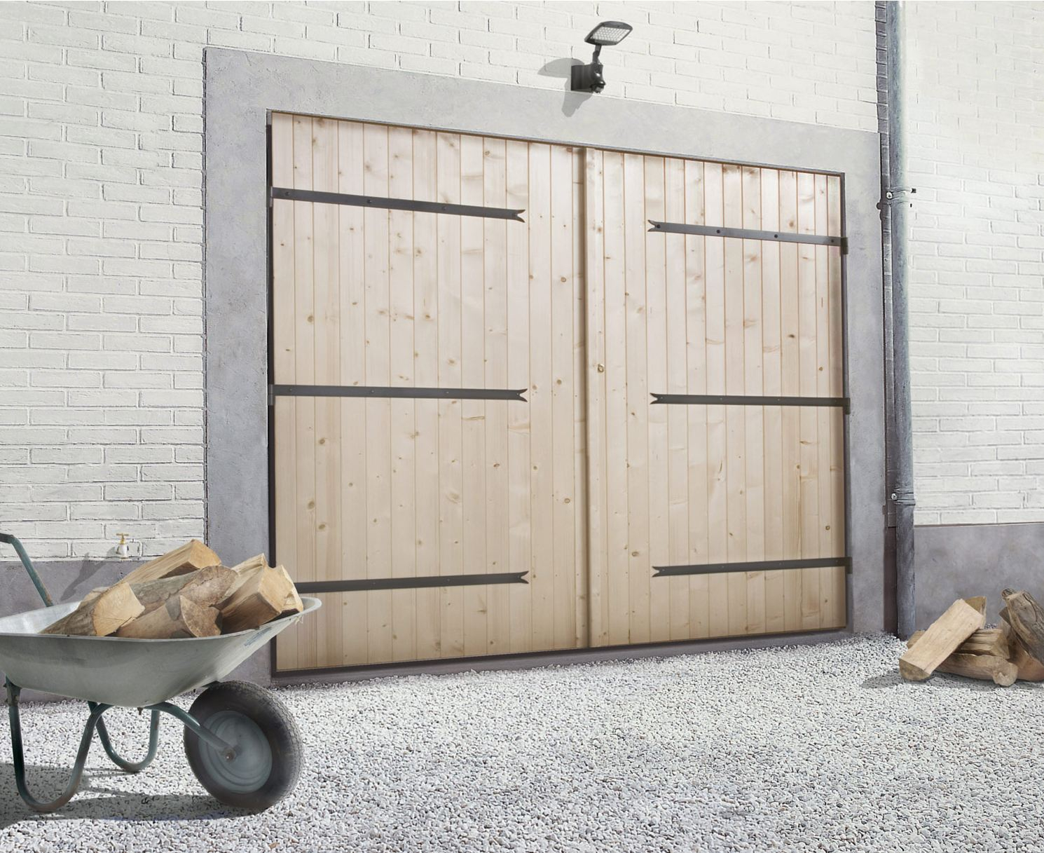 Motorisation porte de garage en bois