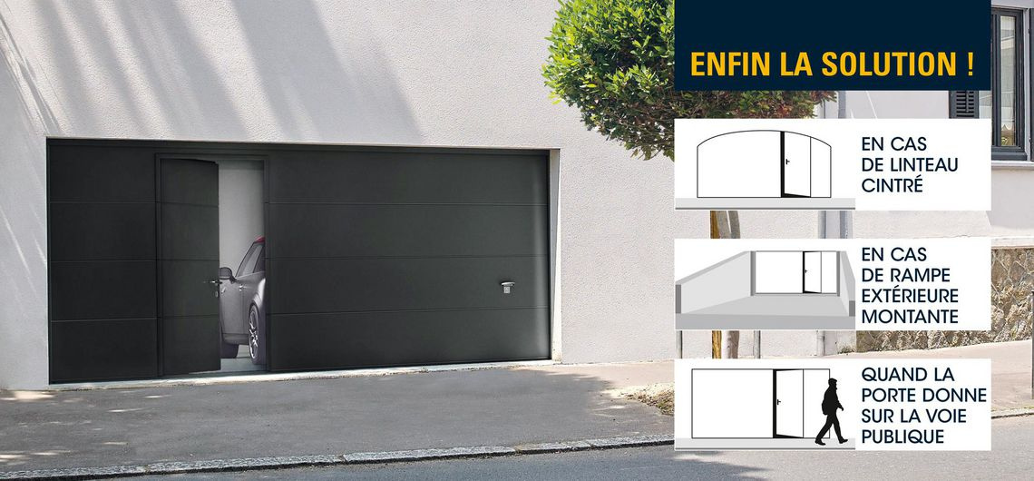 Porte de garage sectionnelle 5m avec portillon