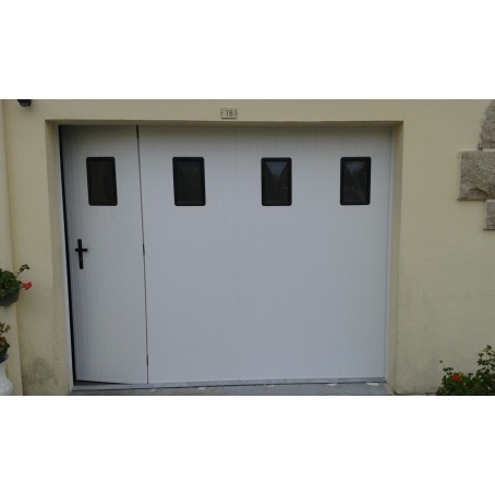 Porte de garage coulissante pvc sans hublots